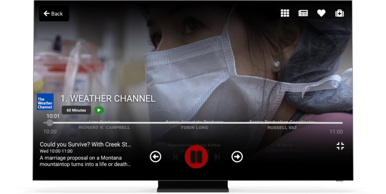 Weather Channel player with pause button and description provided by MwareTV (2)