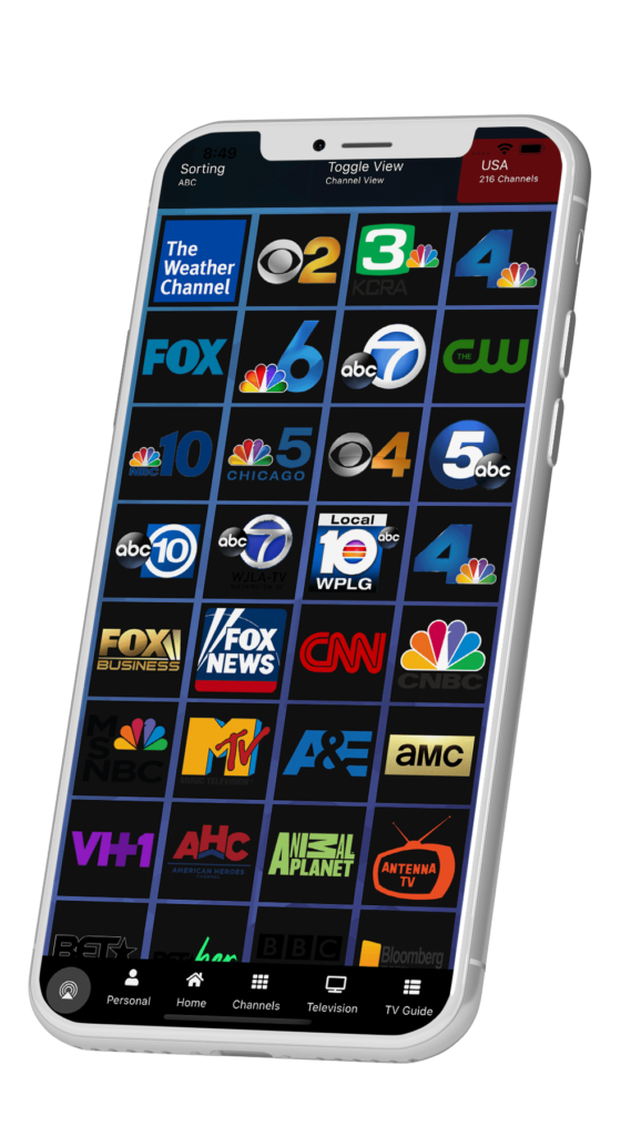 MwareTV's platform displayed on an iPhone, alot of available TV channels (2)