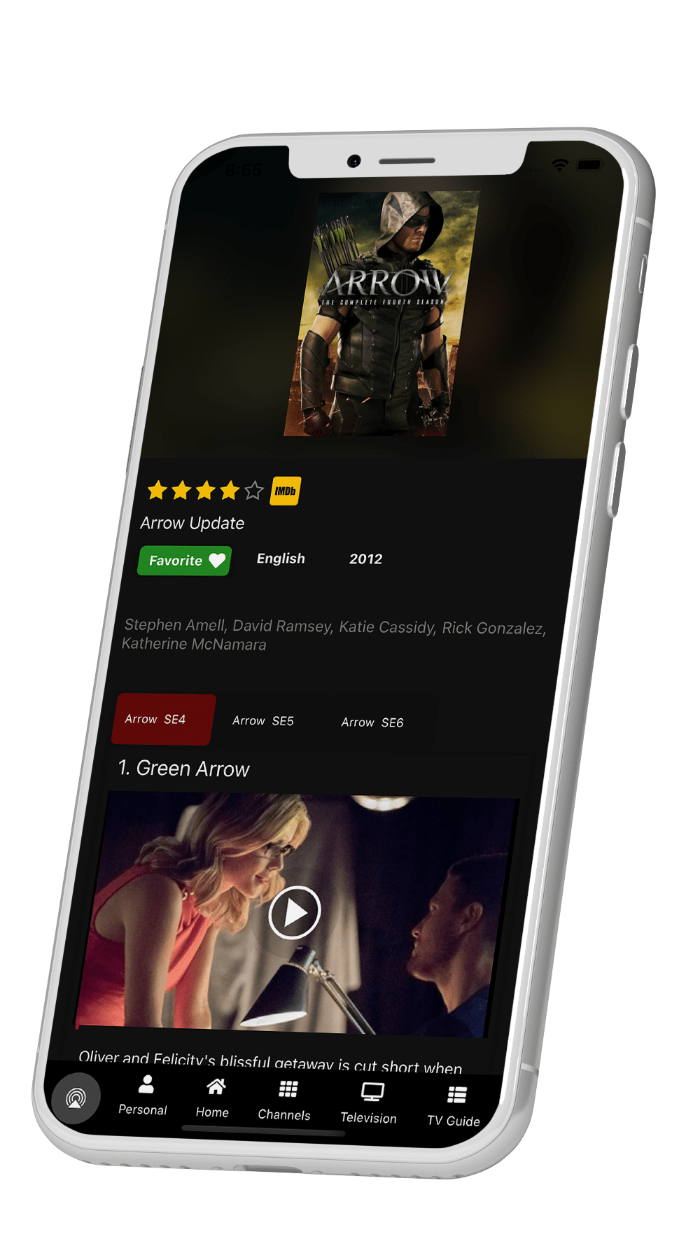 Arrow series displayed on an iPhone on MwareTV's platform (2)