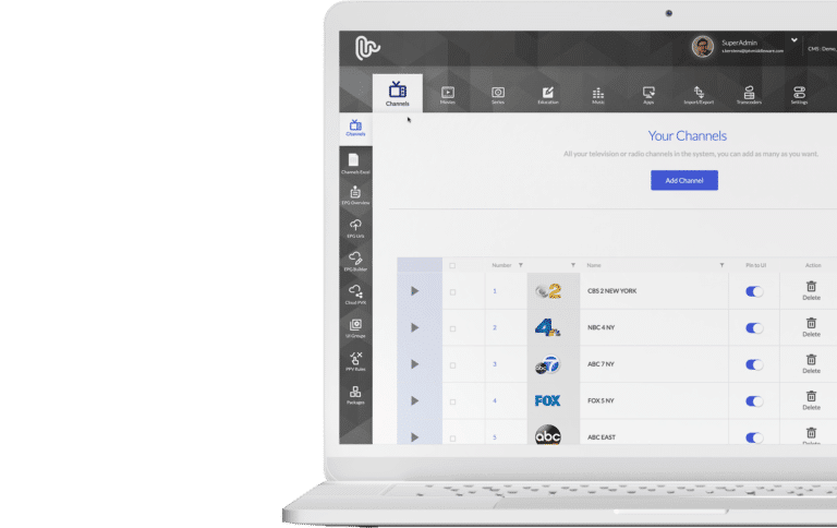 Manage your content with the TVMS like TV channels